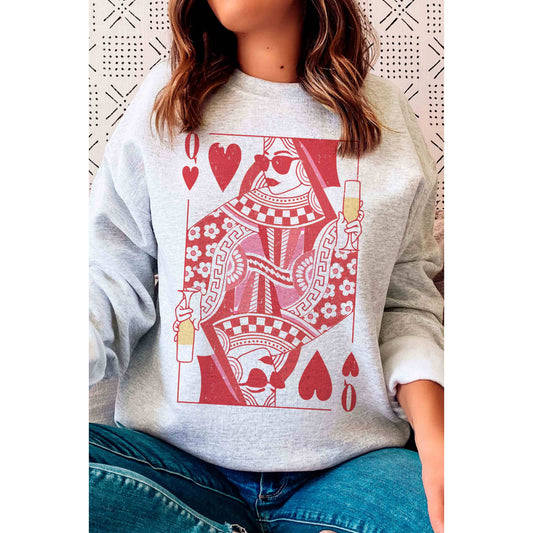 Graphic - Queen of Hearts Sweatshirt in Ash