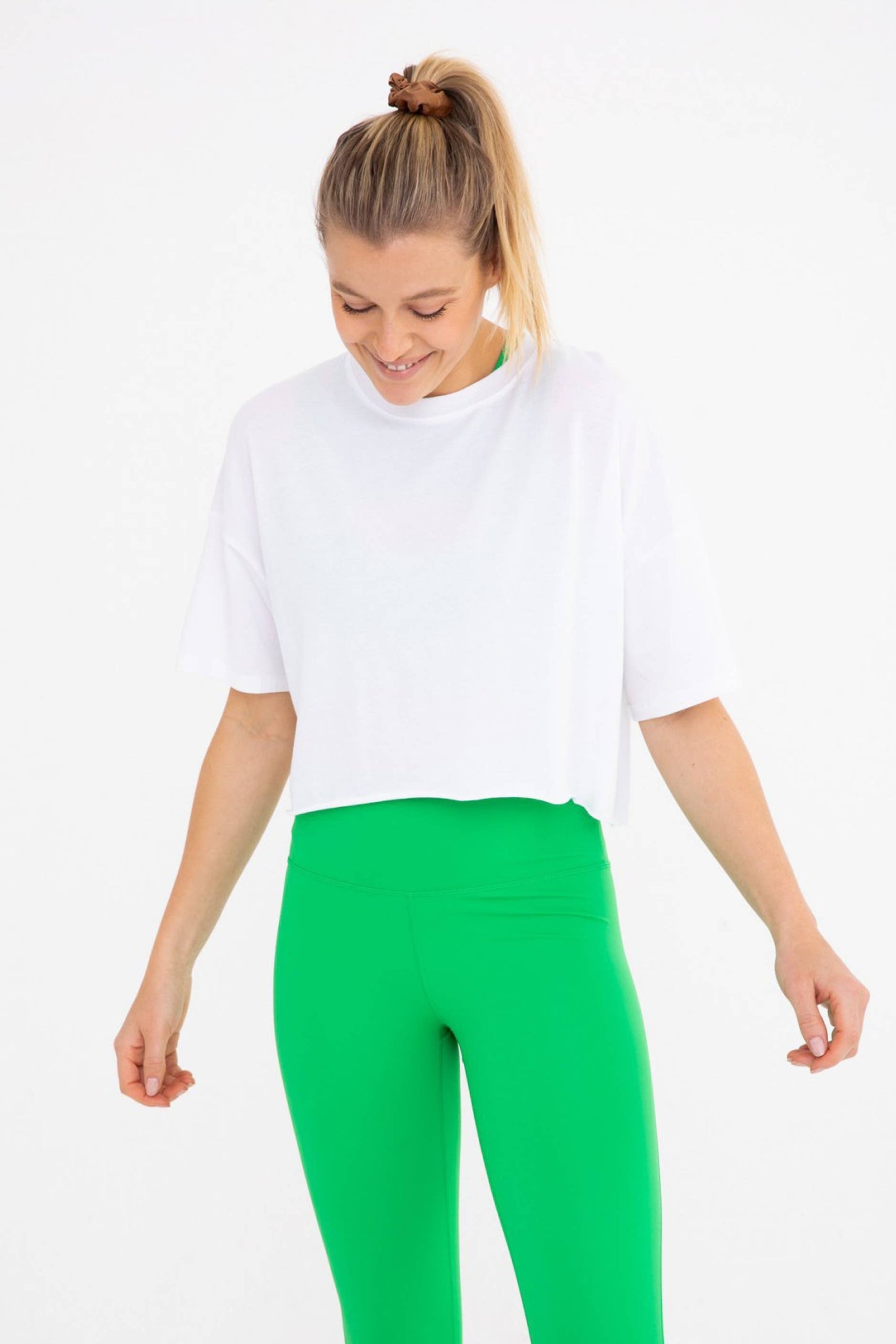 Relaxed Fit Raw Edge Crop Tee in White