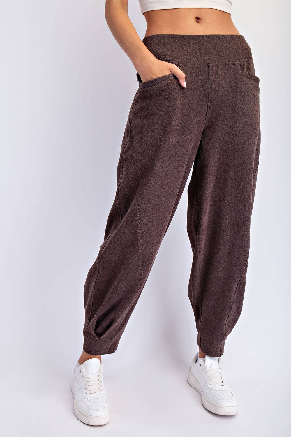 Brushed Rib Cocoon Joggers in Espresso