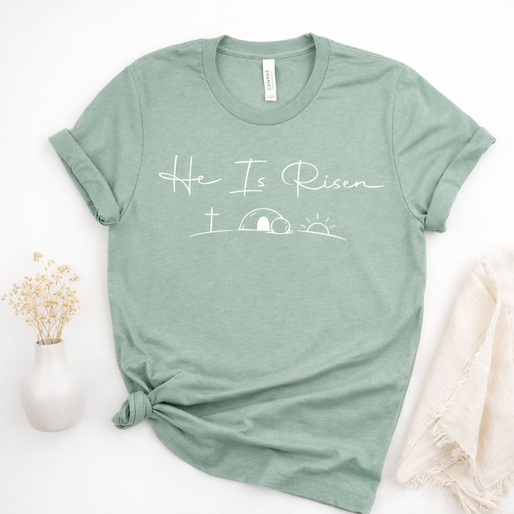 Graphic - He Is Risen in Light Green