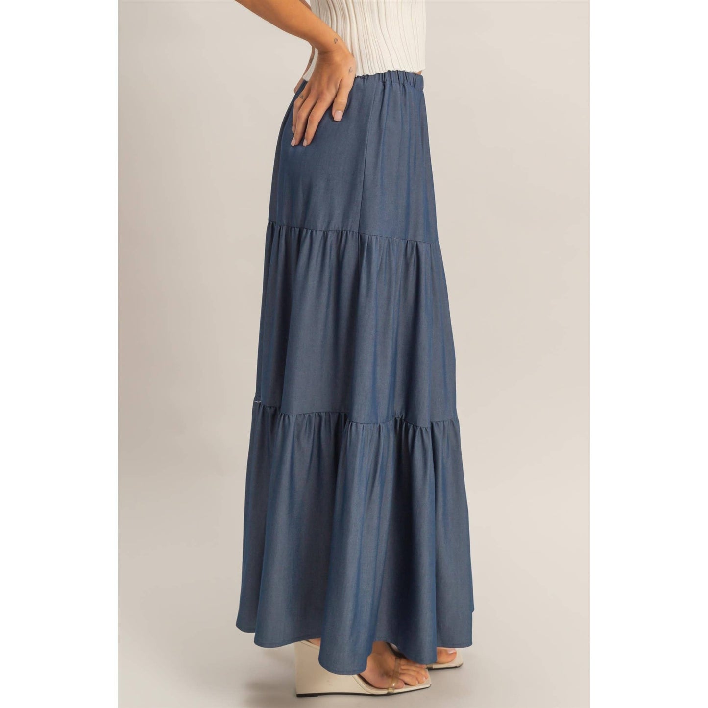Tiered Denim Skirt