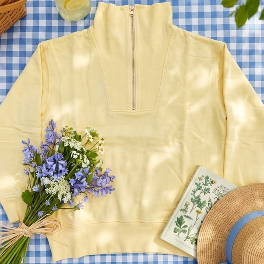 Isabella Half Zip Pullover in Yellow