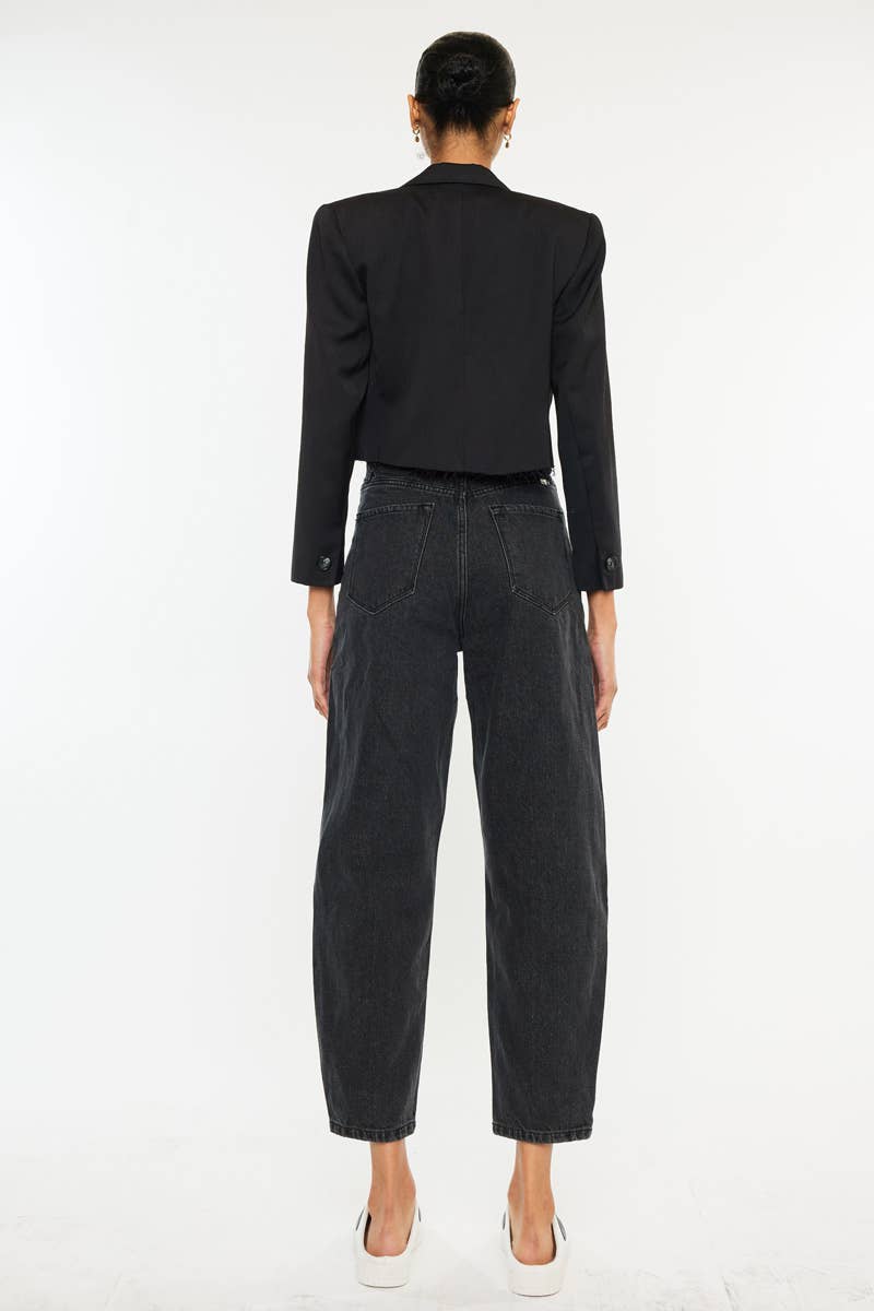 KanCan High Rise Balloon Denim in Dark Grey