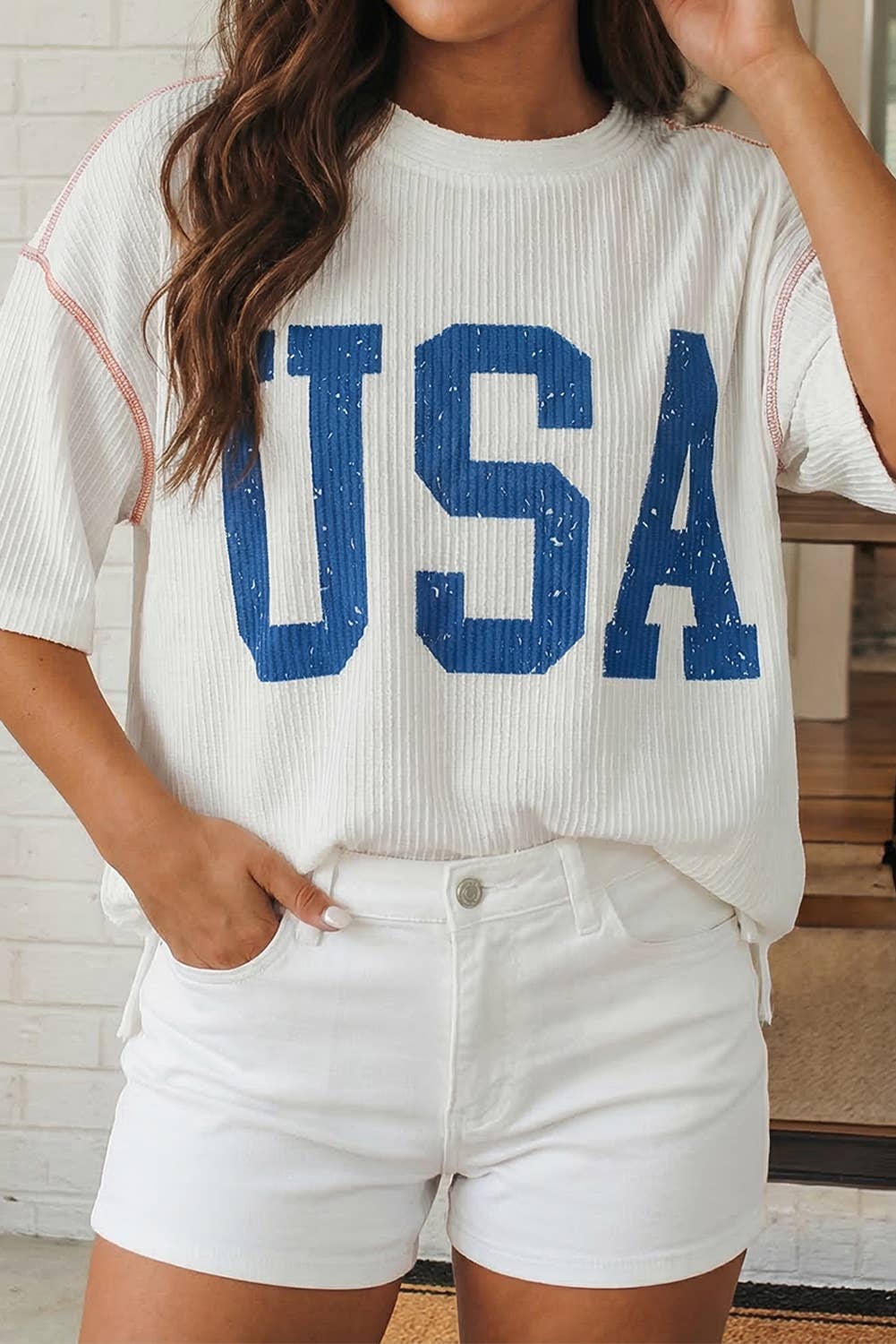 Graphic - USA Half Sleeve in White