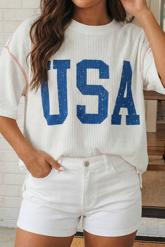 Graphic - USA Half Sleeve in White
