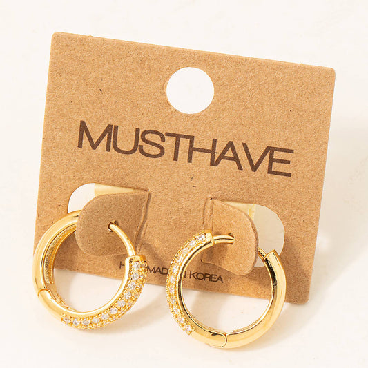 Studded Hoop Earrings in Gold