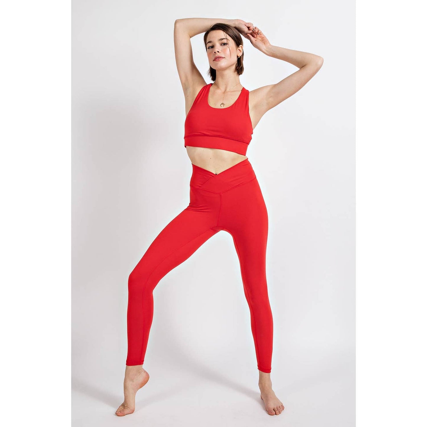 V Waist Leggings in Red