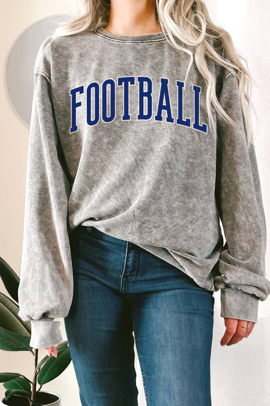 Graphic - Puff Print Football Sweatshirt in Grey