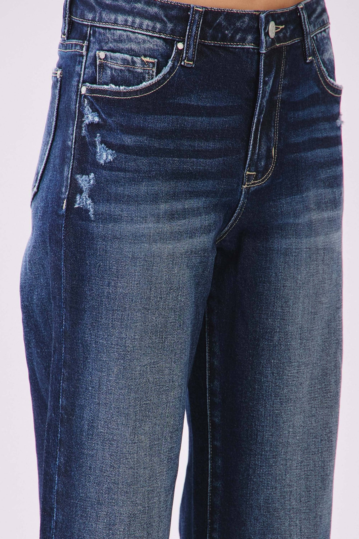 High Rise Straight Denim in Dark Wash