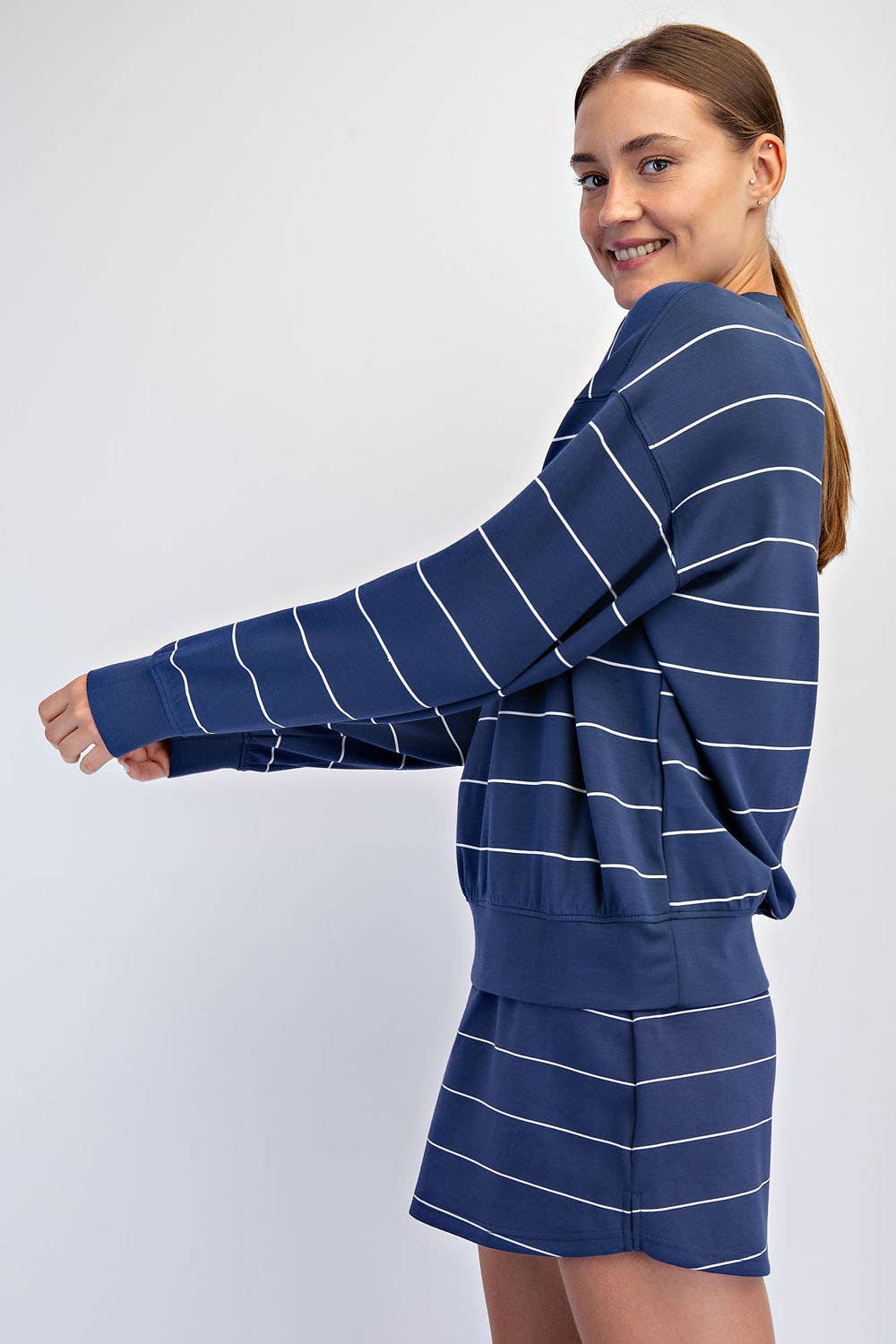 Scuba Stripe Top in Navy