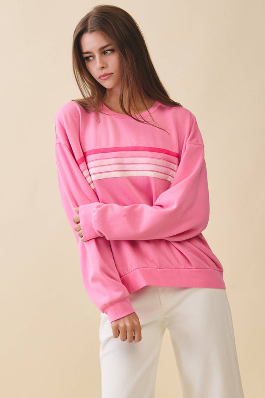 Retro Stripe Sweatshirt in Pink