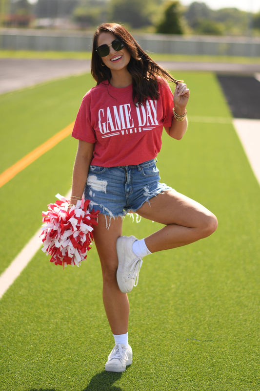 Graphic - Game Day Vibes in Heather Red Red