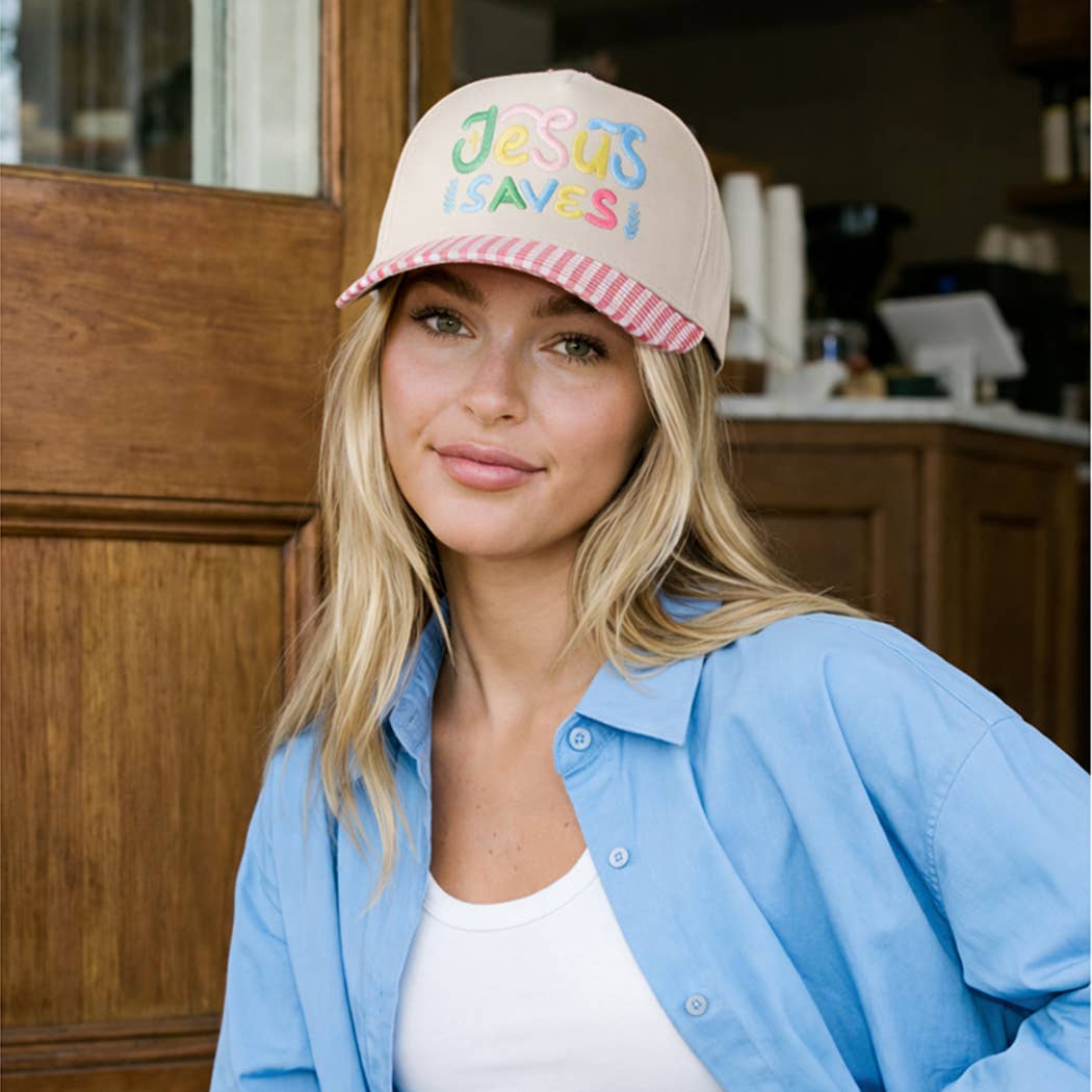 Trucker Hat - Jesus Saves in Pink