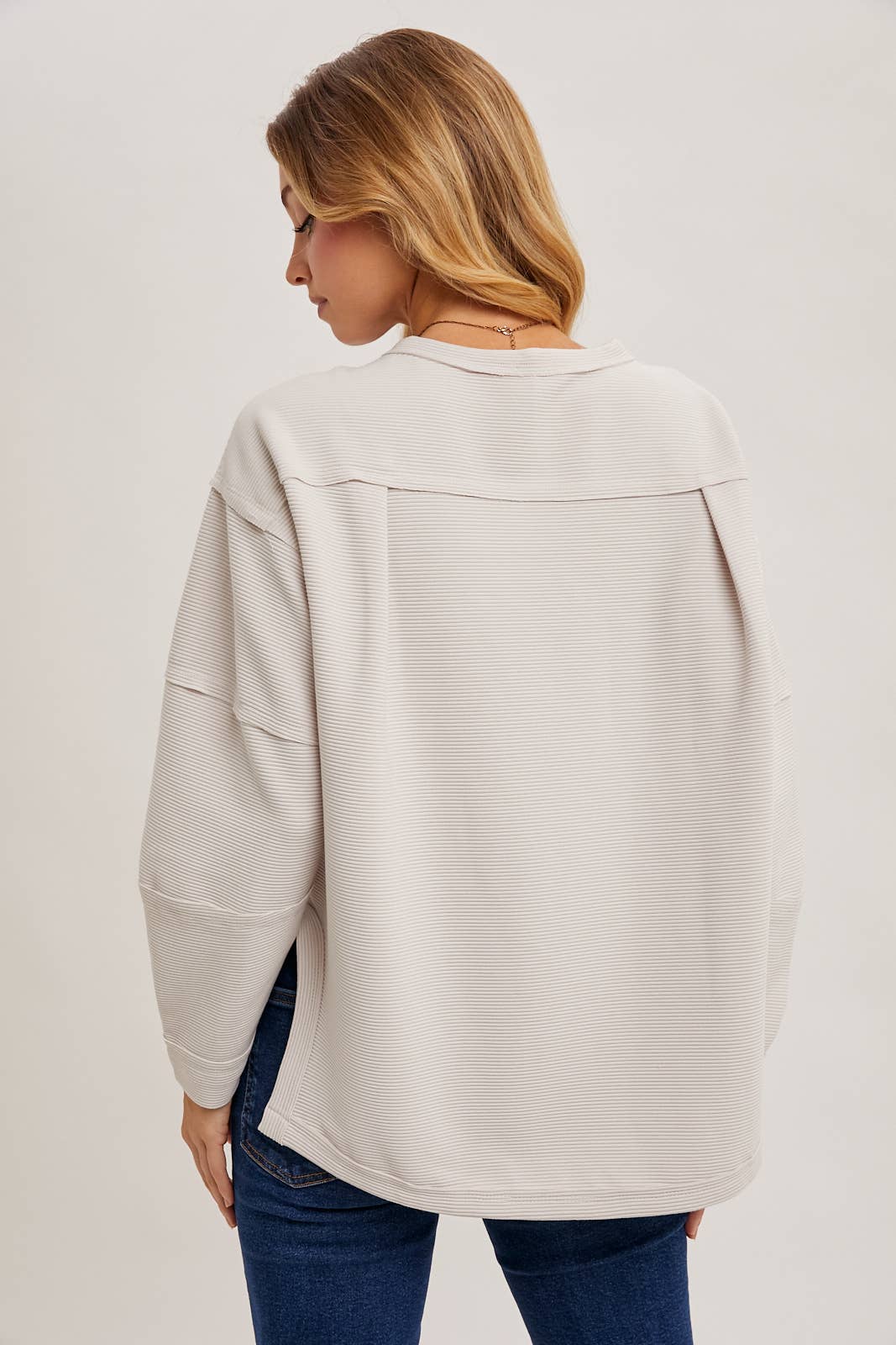 Oversized Side Slit Sweatshirt in Ecru