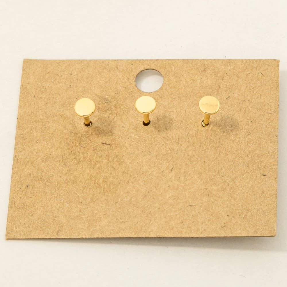 3-Piece Mixed Pearl Flat Back Studs in Gold