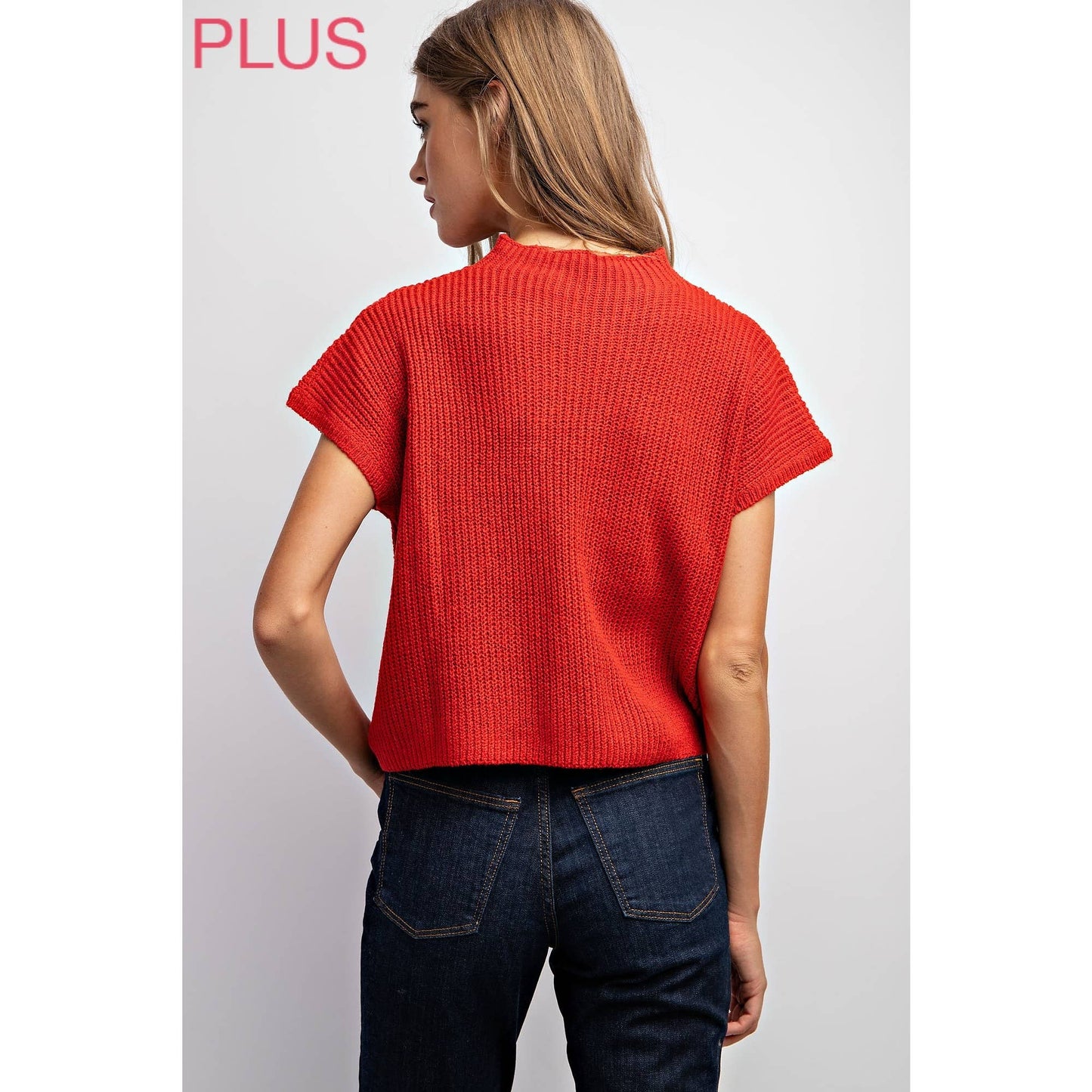 PLUS Drop Shoulder Sweater Top in Red