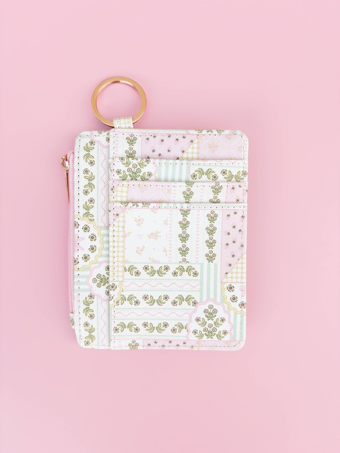 Patchwork Floral Keychain Wallet