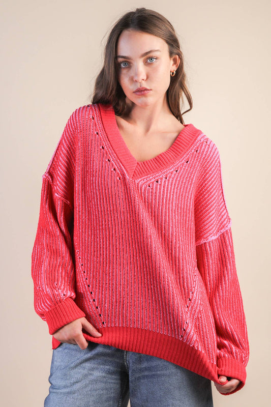 Oversized Casual Sweater in Red