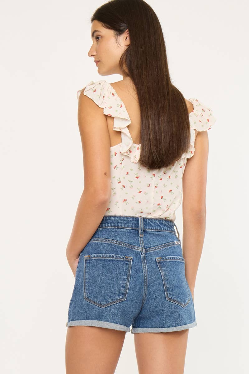 KanCan High Rise Denim Shorts in Dark Wash