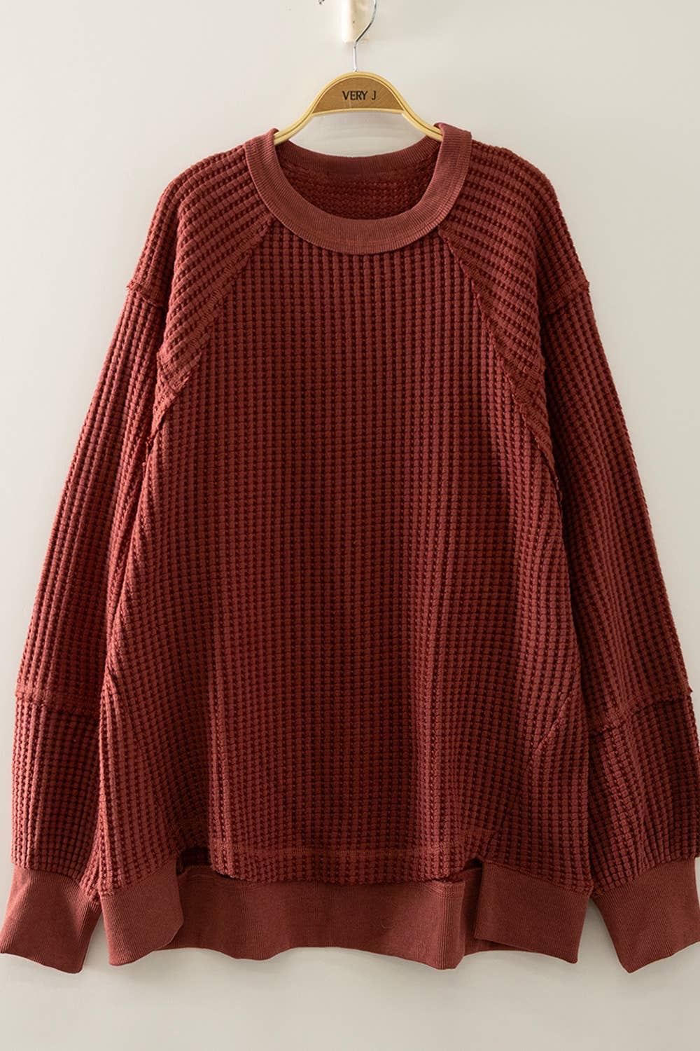 Waffle Pullover in Burgundy