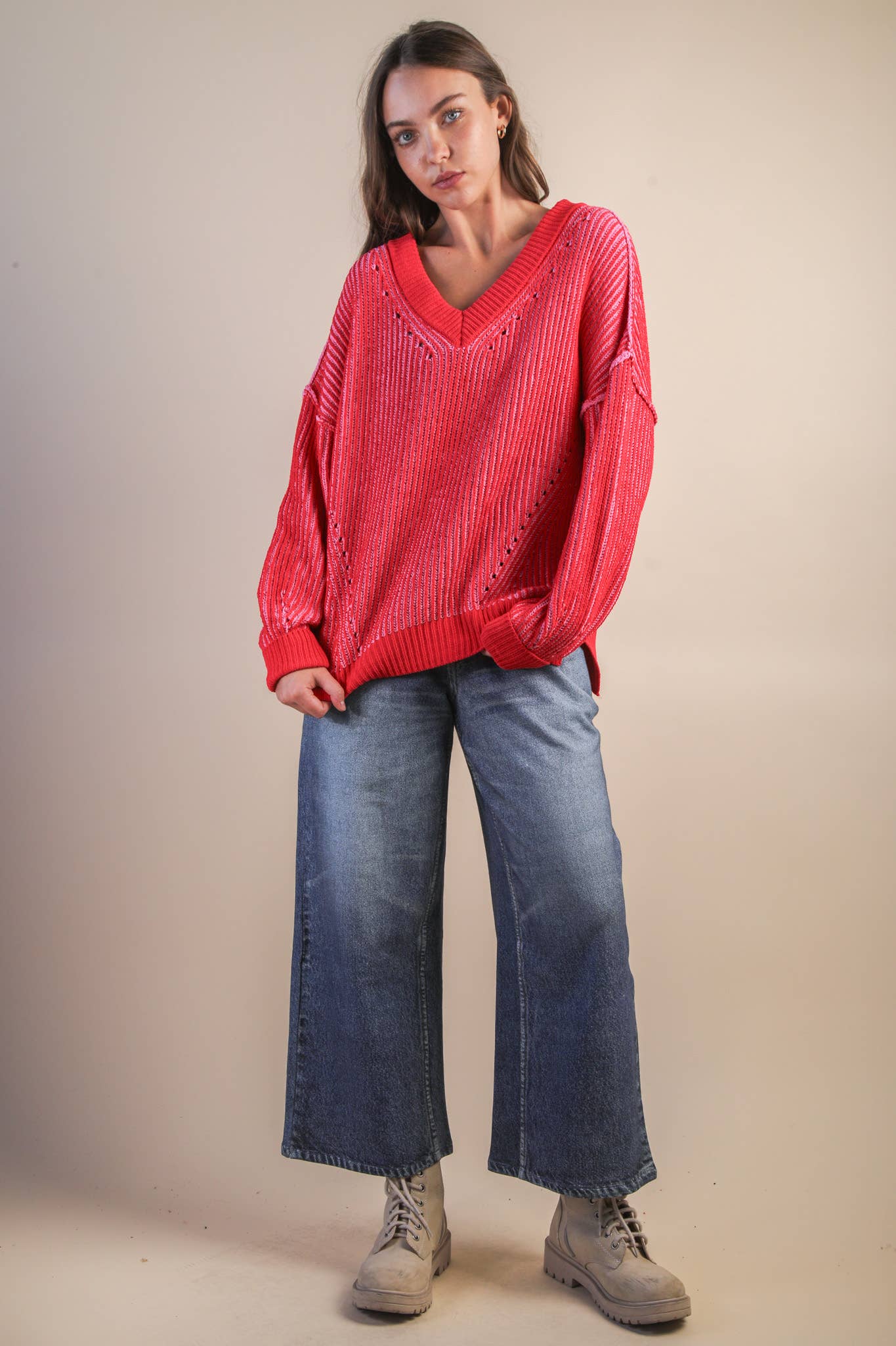 Oversized Casual Sweater in Red