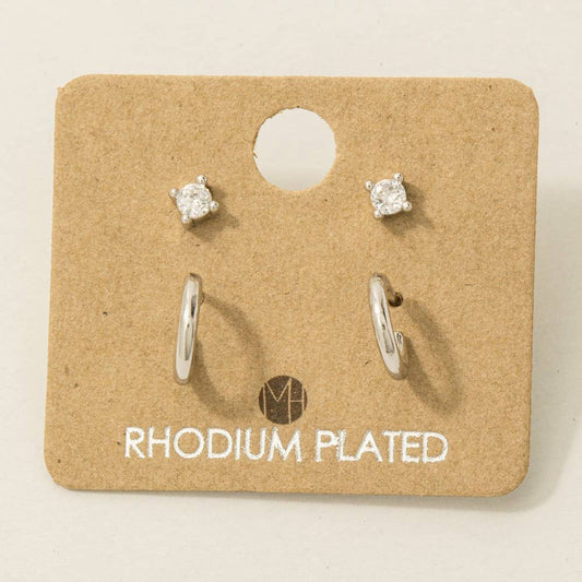 4-Piece Mini Stud Earrings in Silver