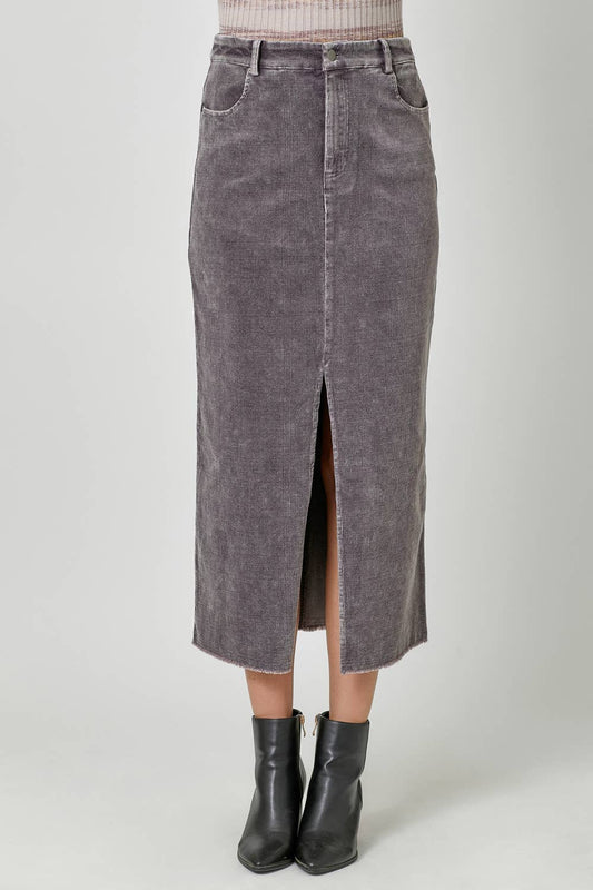 Washed Corduroy Skirt in Vintage Grey