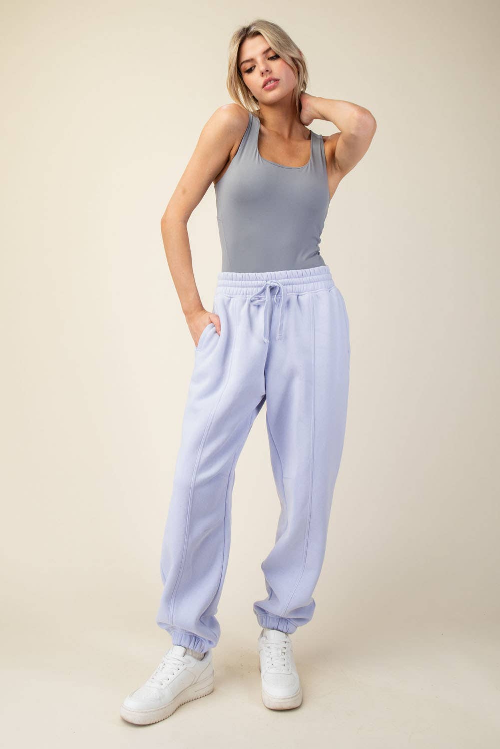 French Terry Fleece Joggers in Iris