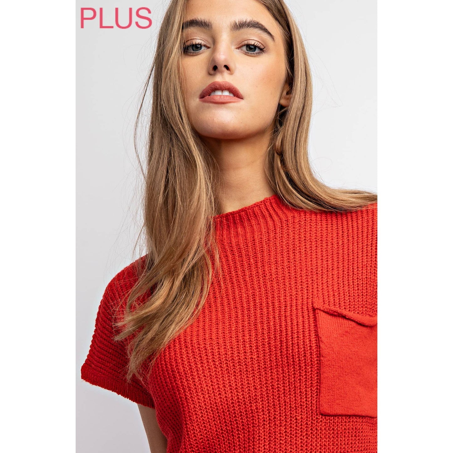 PLUS Drop Shoulder Sweater Top in Red