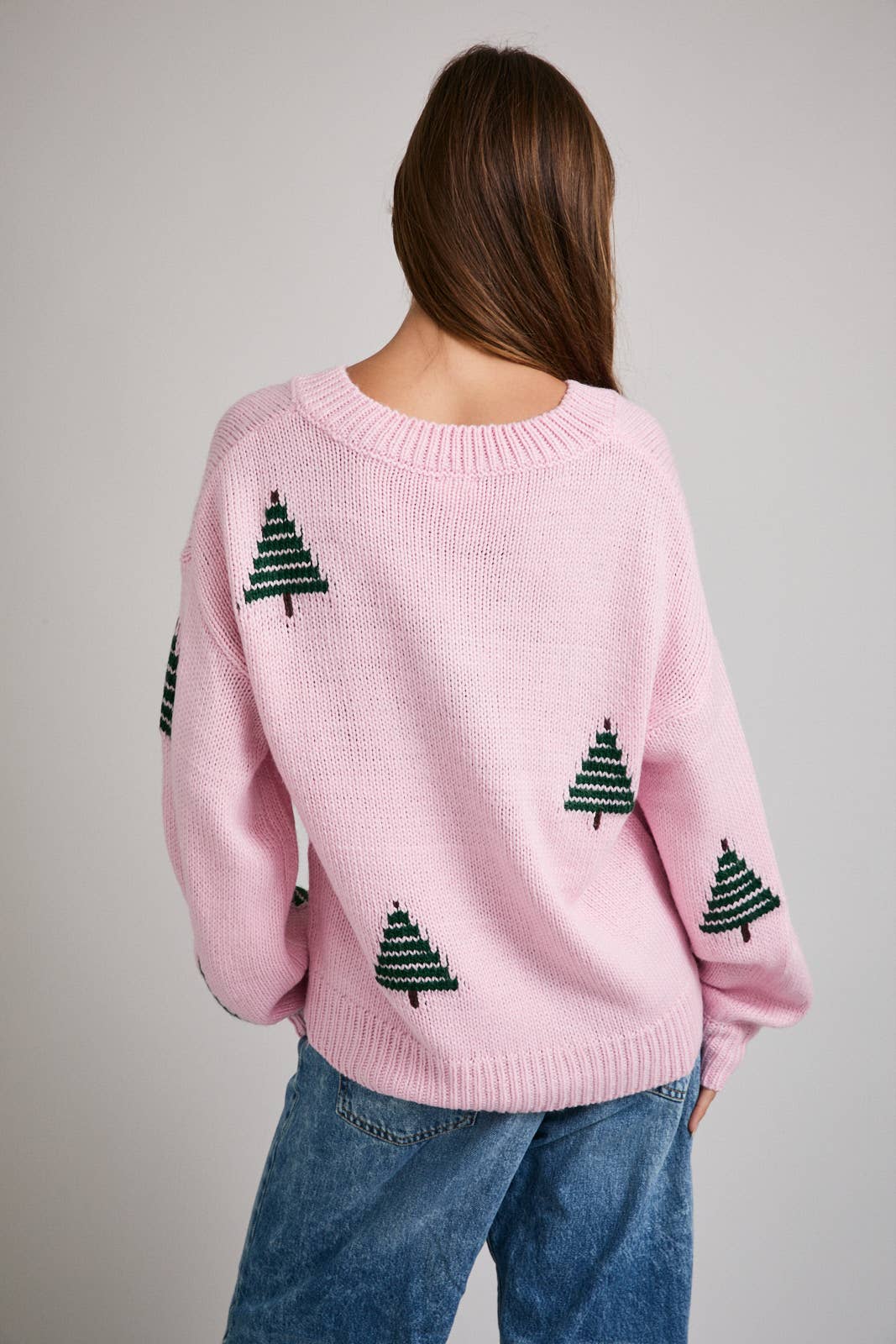 Chunky Christmas Tree Sweater in Pink