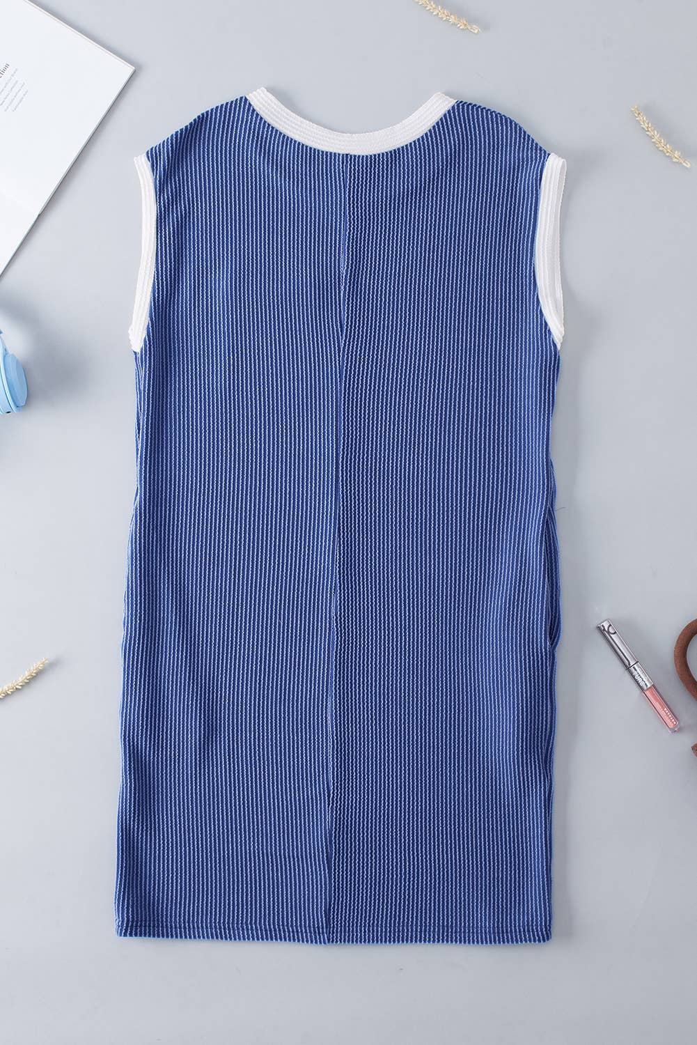 Ribbed T Shirt Dress in Sail Blue