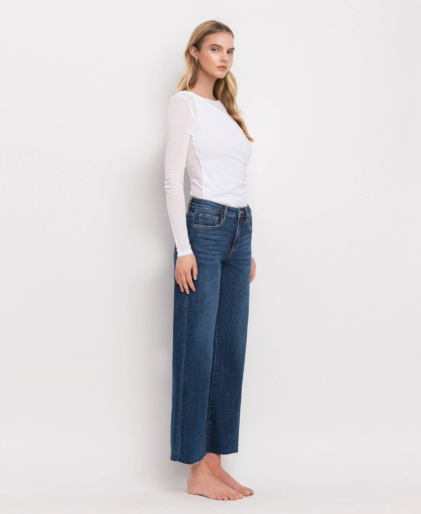 Tummy Control Mid Rise Wide Leg Denim