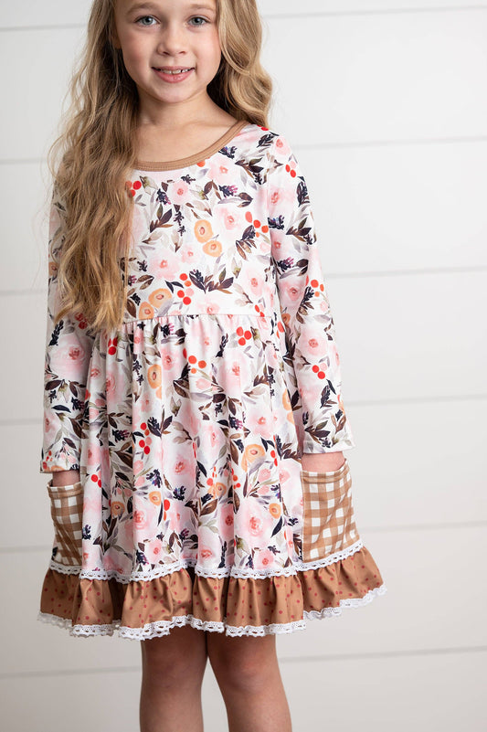 Kids Fall Floral Twirl Dress