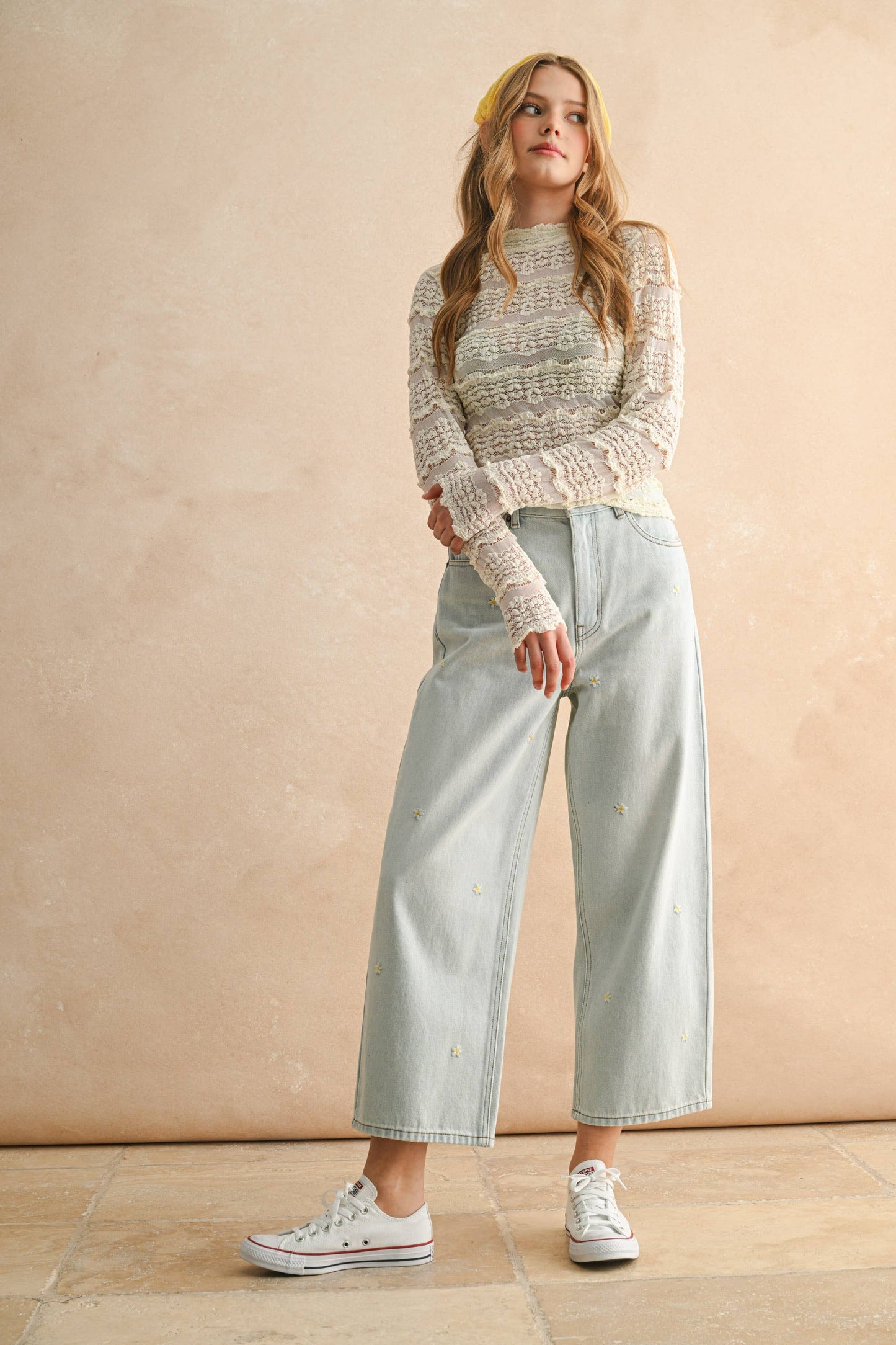 Flower Embroidery Denim