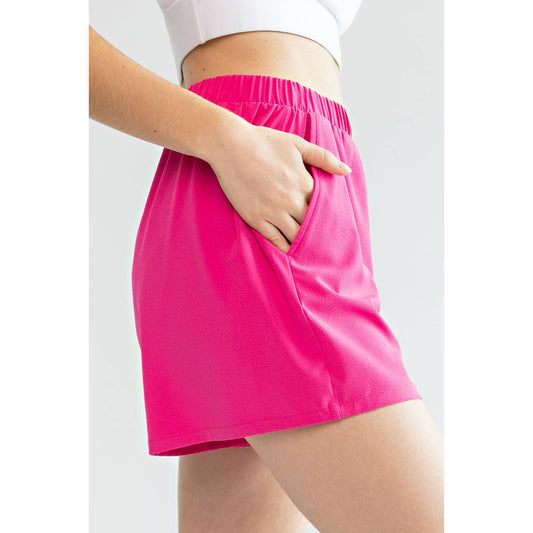 Crinkle Woven Shorts in Pink
