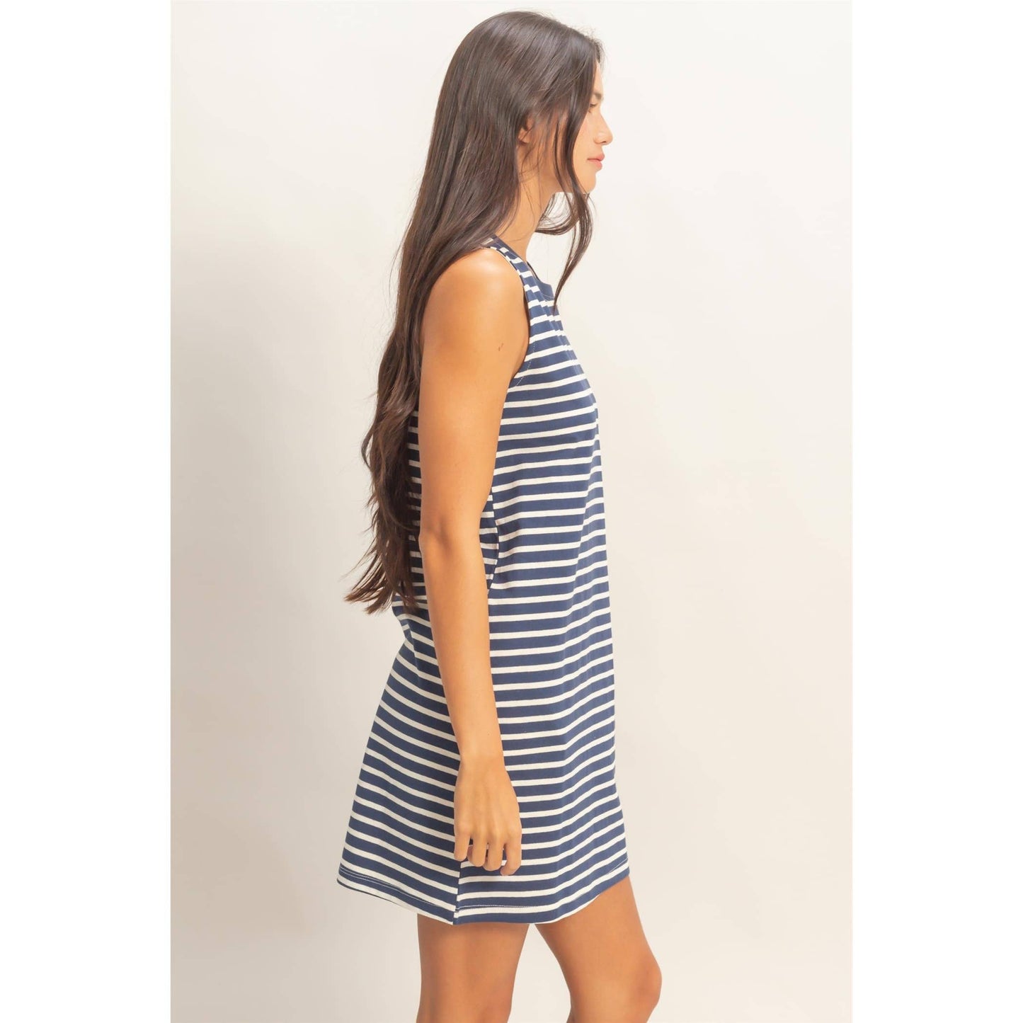 Striped Mini Dress in Navy