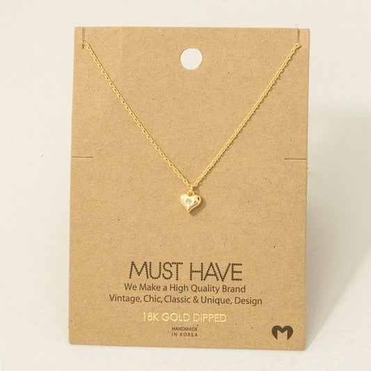 Gold Dipped Mini Heart Necklace in Gold