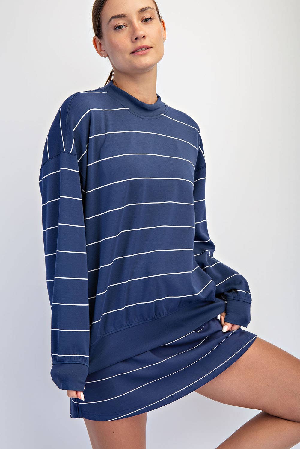 Scuba Stripe Top in Navy