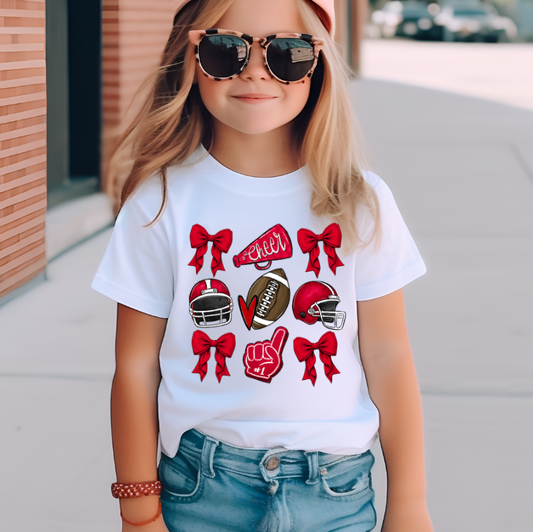 Kid Graphic - Football And Bows in Red