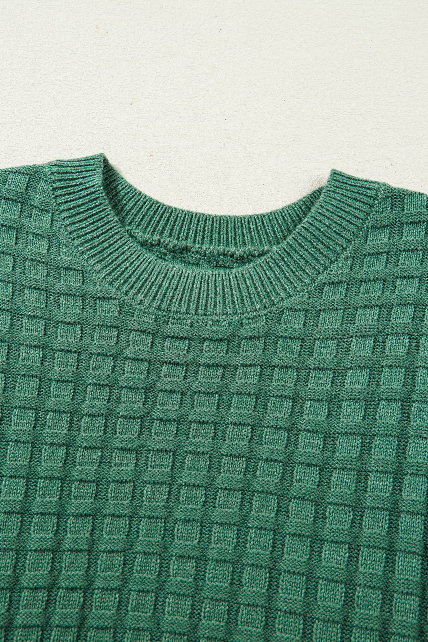 Textured Short Sleeve Sweater in Green