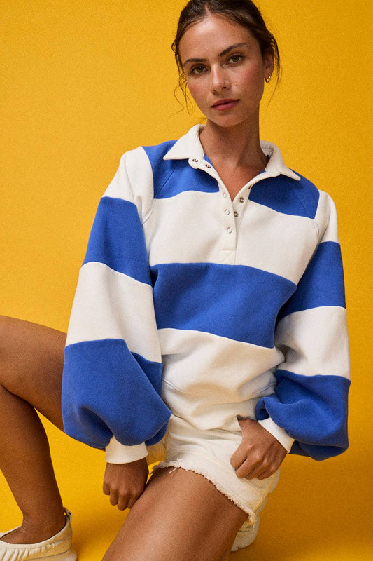 Everly Striped Pullover in Blue