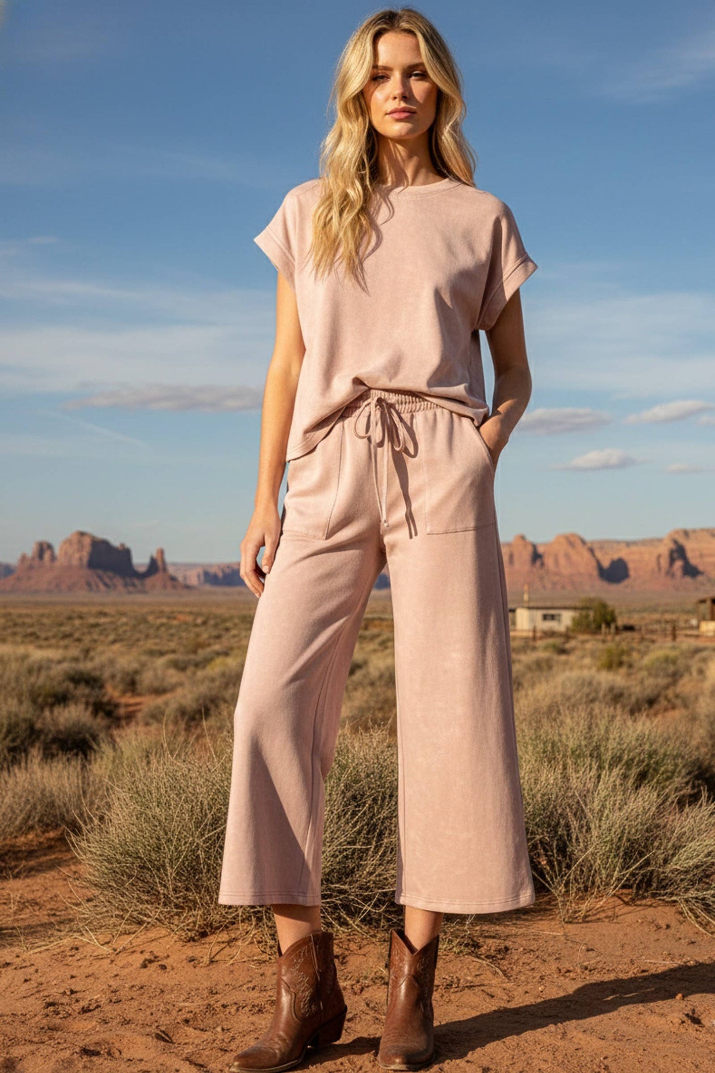 Mineral Wash Scuba Set in Dusty Mauve