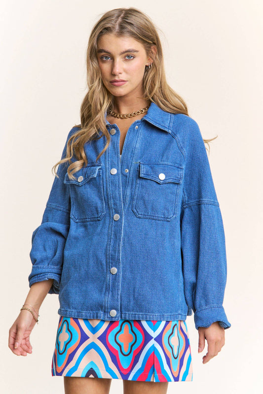 Oversized Snap Button Denim Shacket