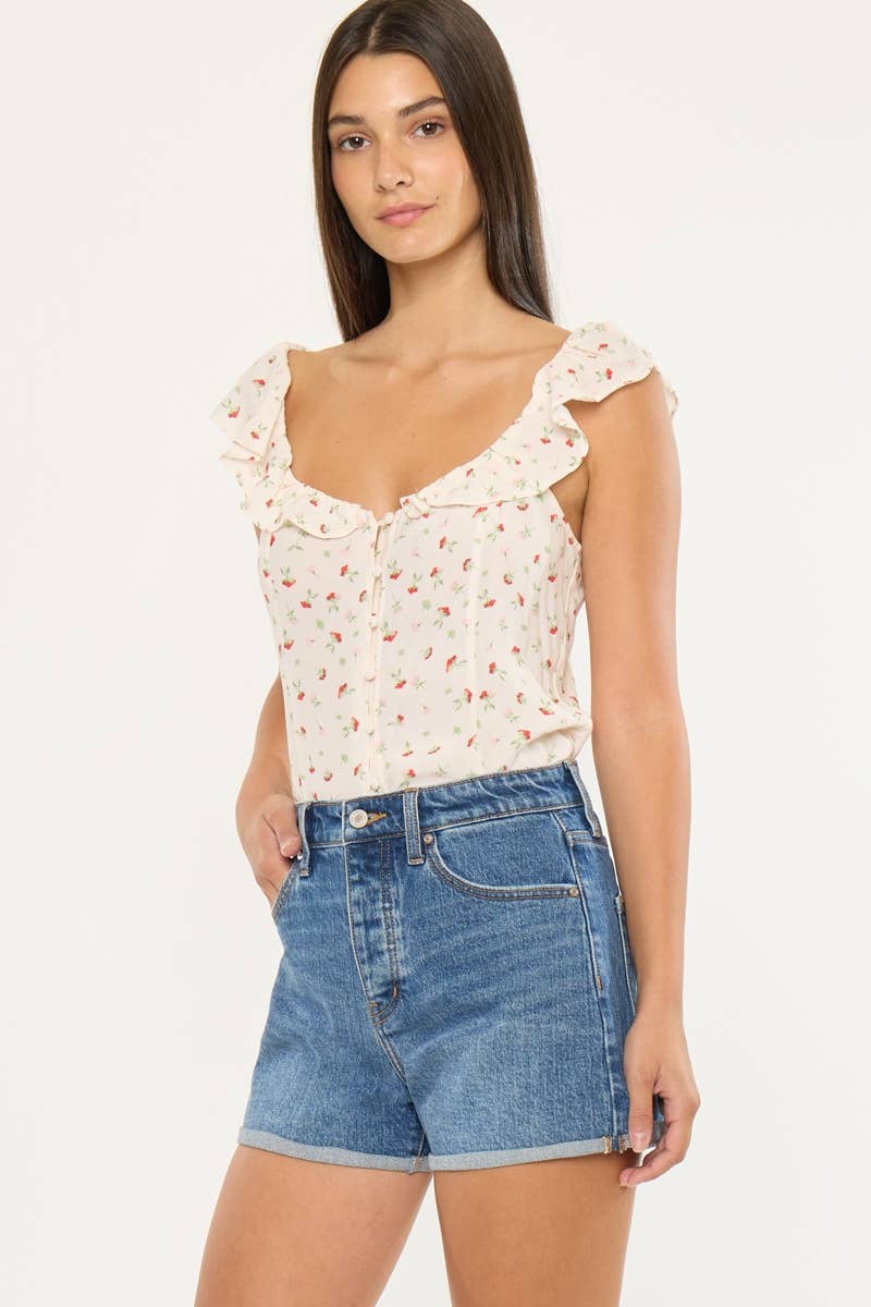 KanCan High Rise Denim Shorts in Dark Wash