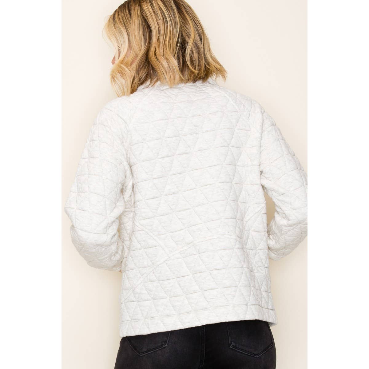 Half Zip Quilted Pullover in Grey