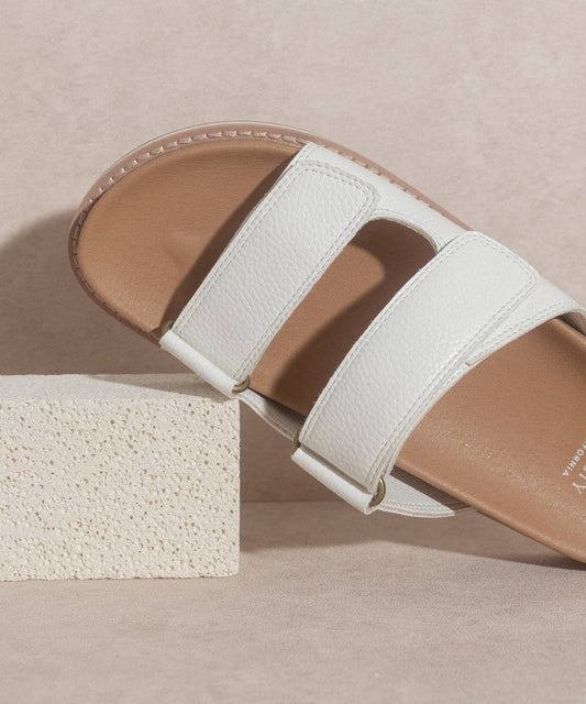 Double Strap Slides in White