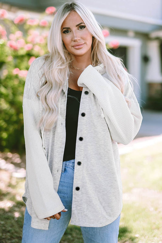 Button Up Hooded Jacket in Grey