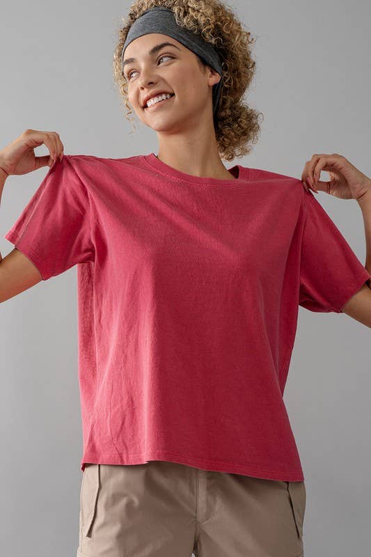 Loose Fit Casual Top in Raspberry