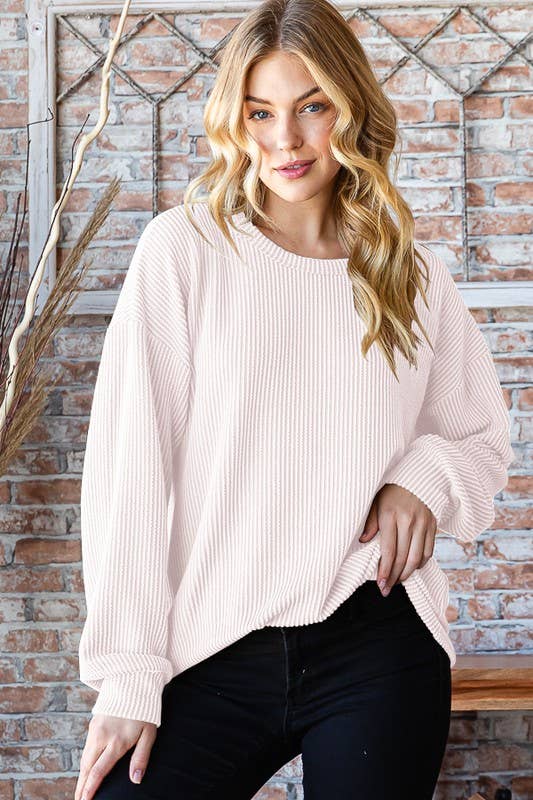 Solid Ribbed Top in Oat