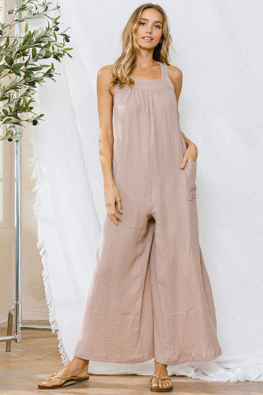 Wide leg Jumpsuit in Taupe